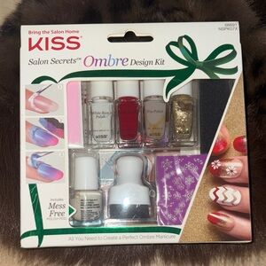 KISS Ombre Nail Kit with Red, Gold, and White Polishes